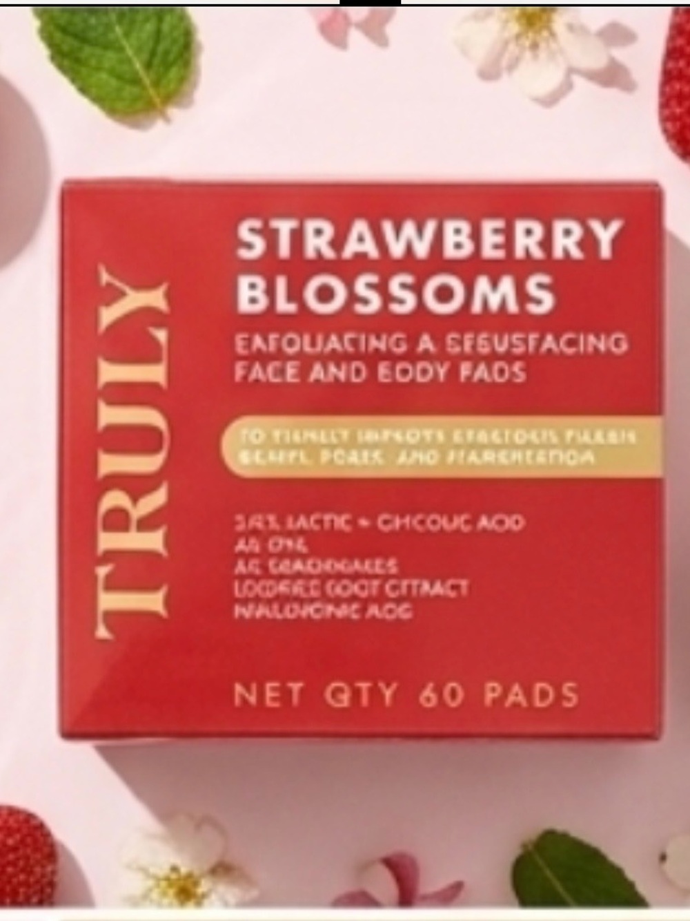 TRULY Strawberry Blossoms Exfoliating Face & Body Pads - Red